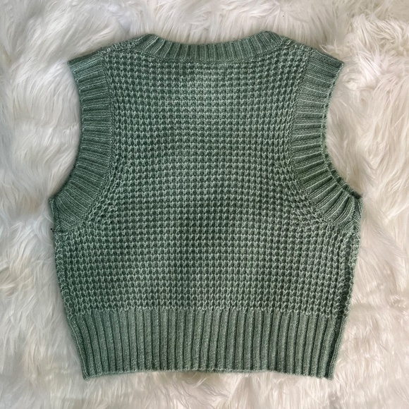 Preppy [Jessica Simpson] Darling Light Green Ribbed Knit NWT Sweater Vest | XS - Picture 4 of 12